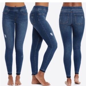 SPANX Jeans Denim Distressed with Raw Hem Size Medium